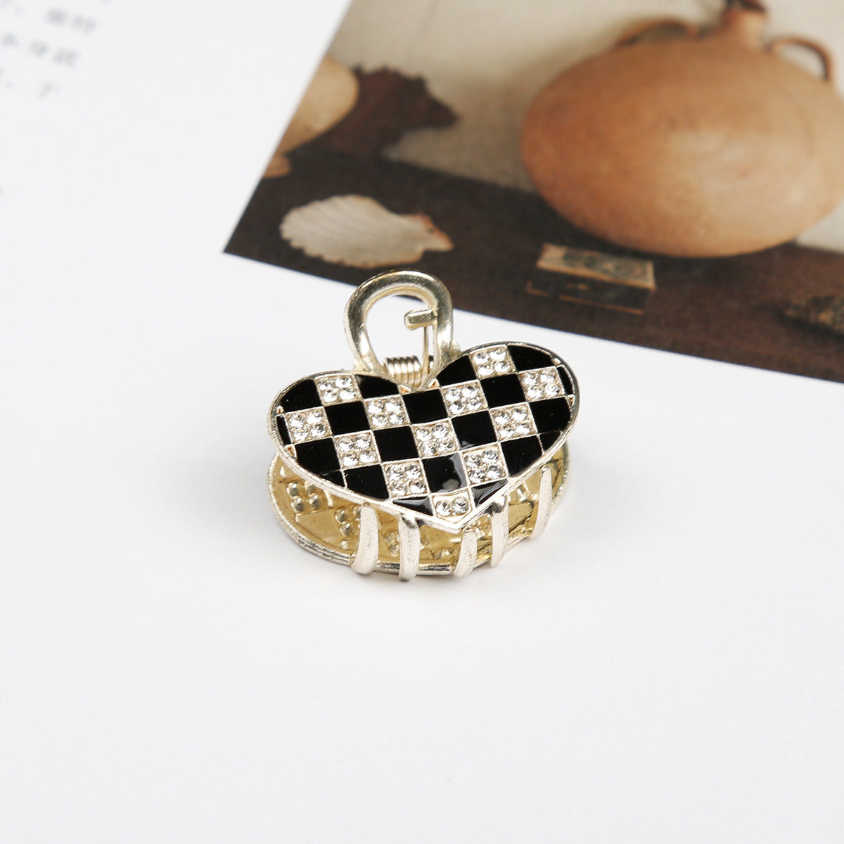 Wholesale Love Checkerboard Water Diamond Alloy Hair Clip