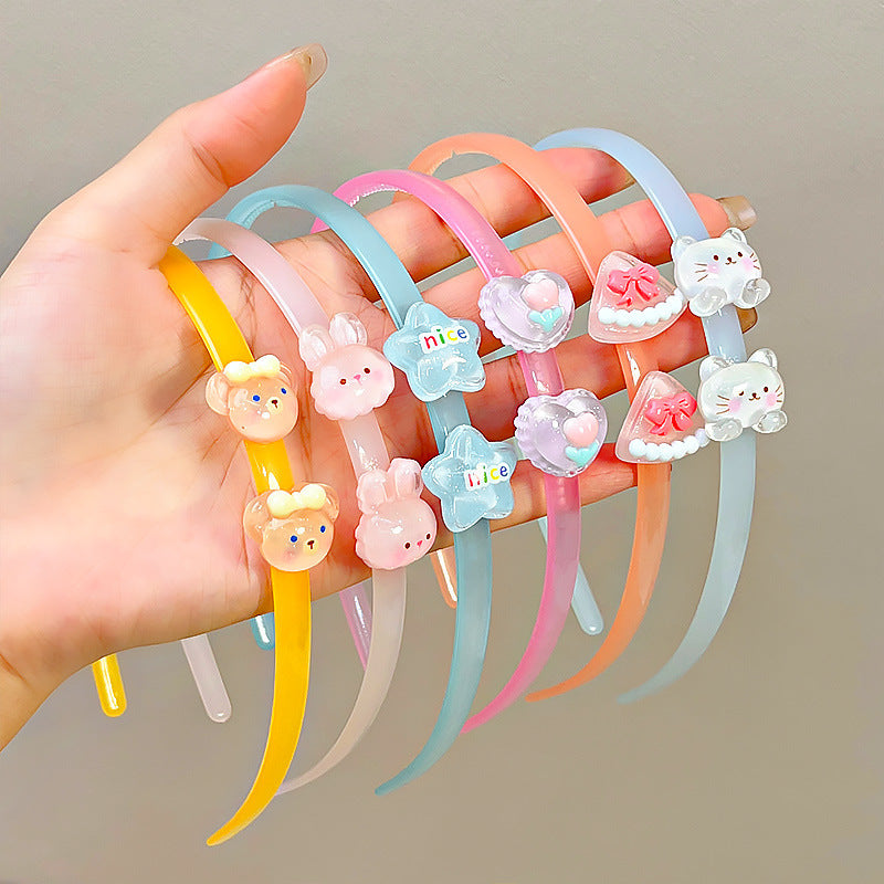 Wholesale Transparent jelly color headband cute cartoon headband with teeth non-slip