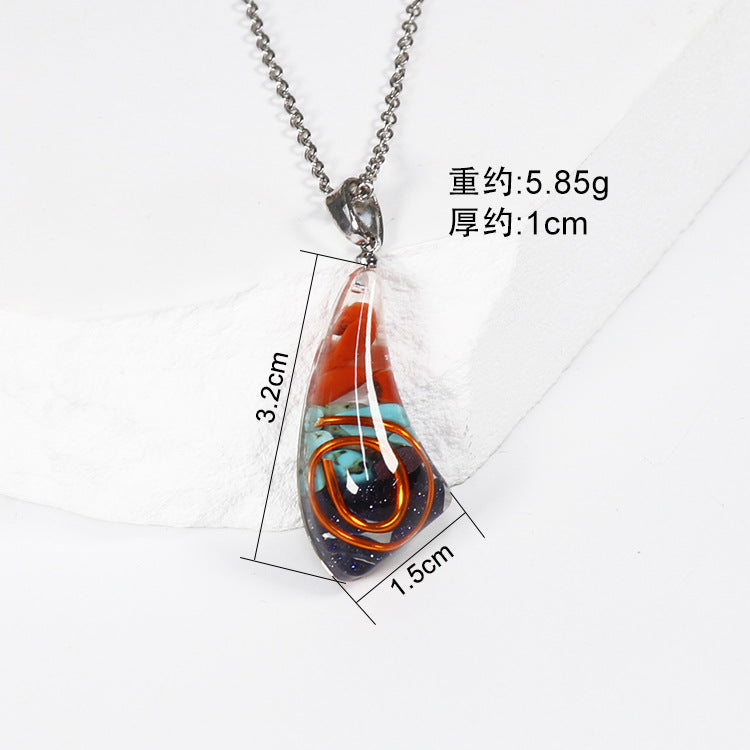 Wholesale 10pcs Natural Color Stone Specimen Geometric Shape Epoxy Lucky Necklace