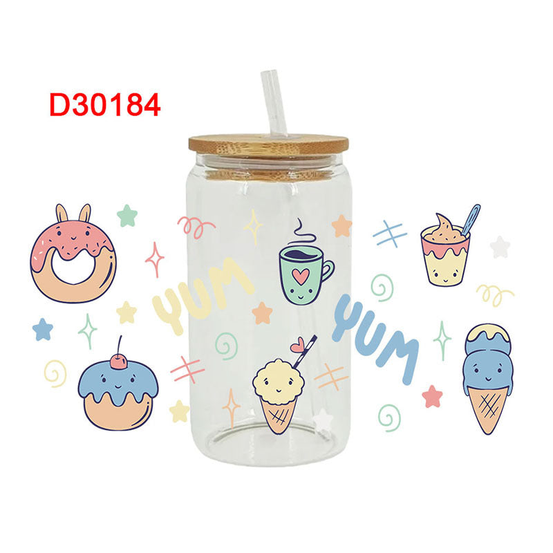 Wholesale Colorful Desserts 16oz Cup UV DTF Wraps