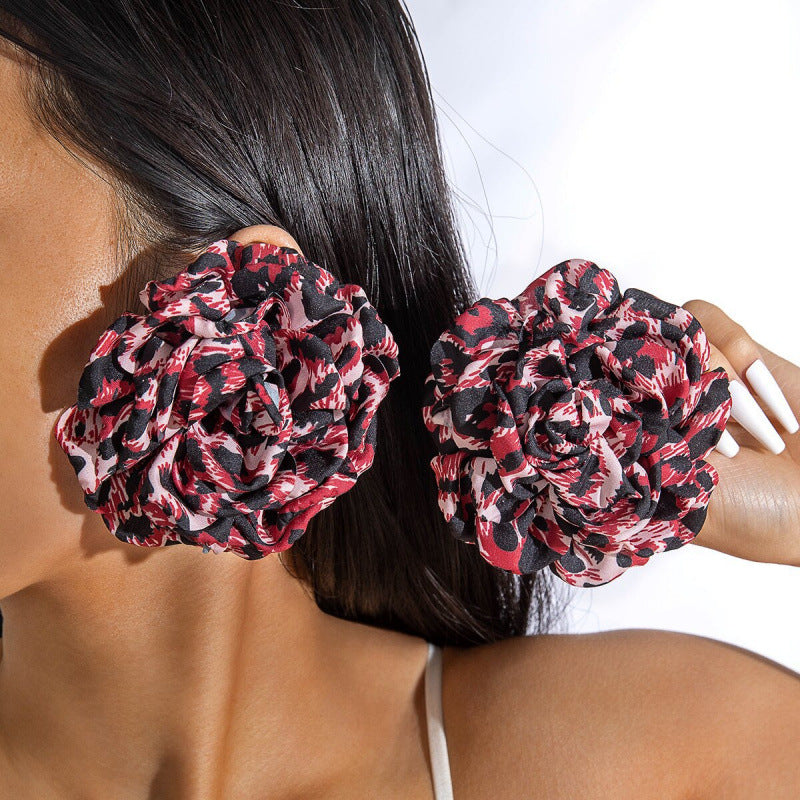 Wholesale Colorful leopard print fabric earrings