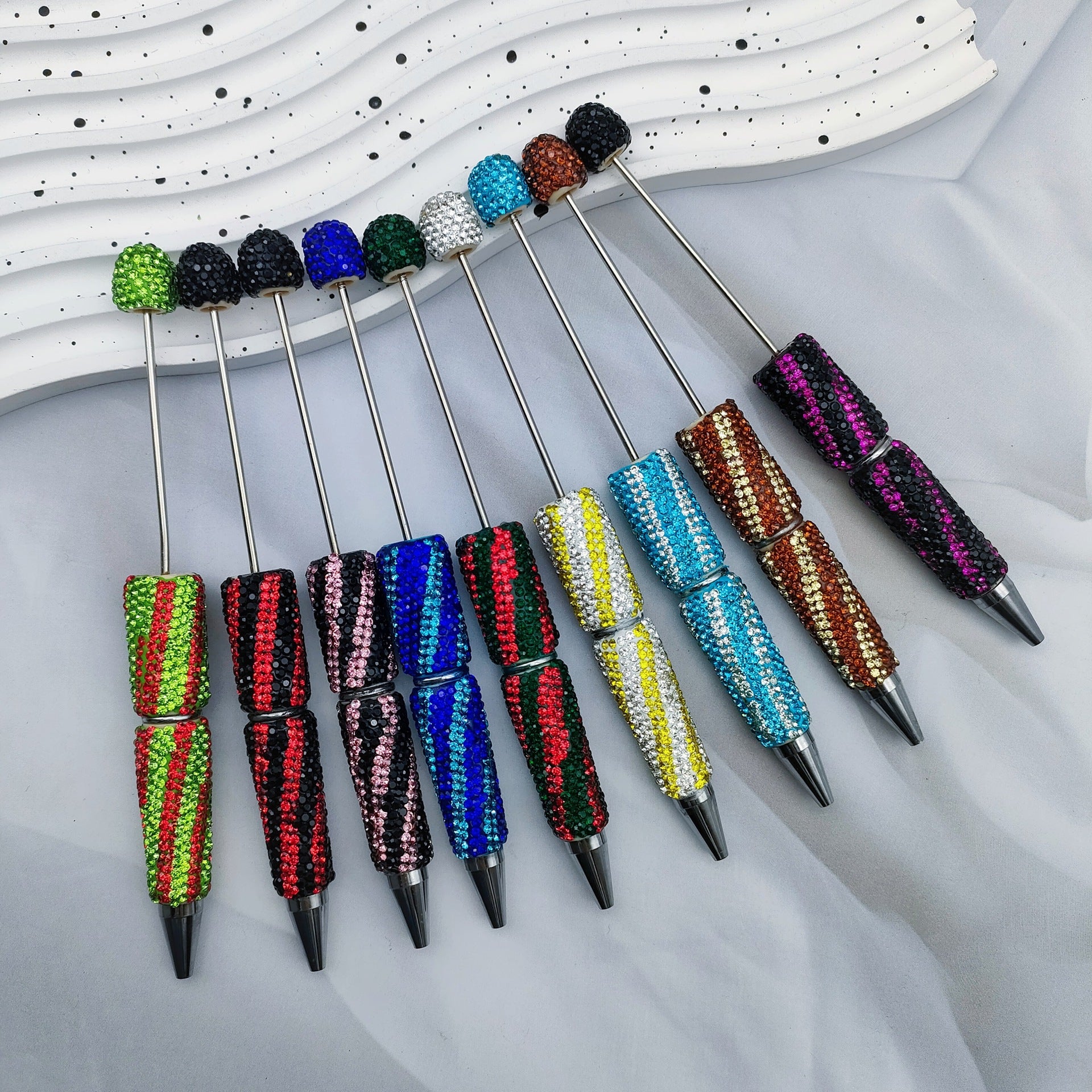 Wholesale Zebra Stripe Pattern Fully Encrusted with Rhinestones Fancy Beadable Pens