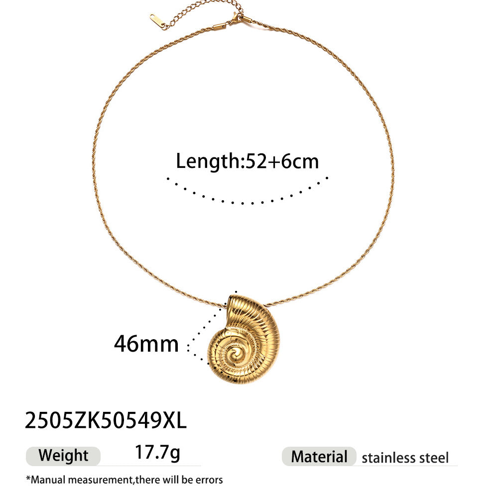 Wholesale Tyna European and American Light Luxury 18K Gold Stainless Steel Conch Sea Star Sun Thick Rope Necklace All-match Cross-border Trendy Jewelry