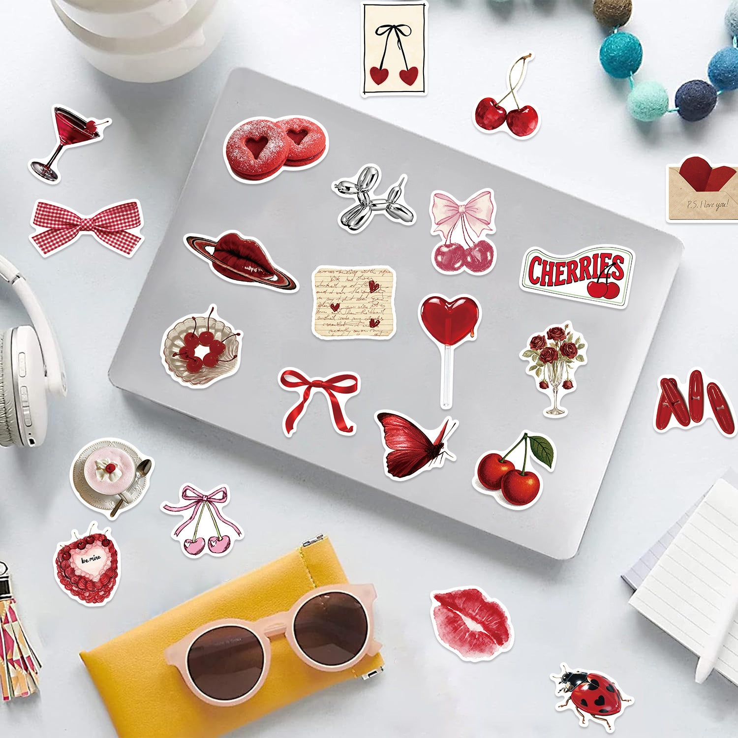 Wholesale 50pcs Cartoon Cherry Blossom Girl Waterproof Vinyl Stickers