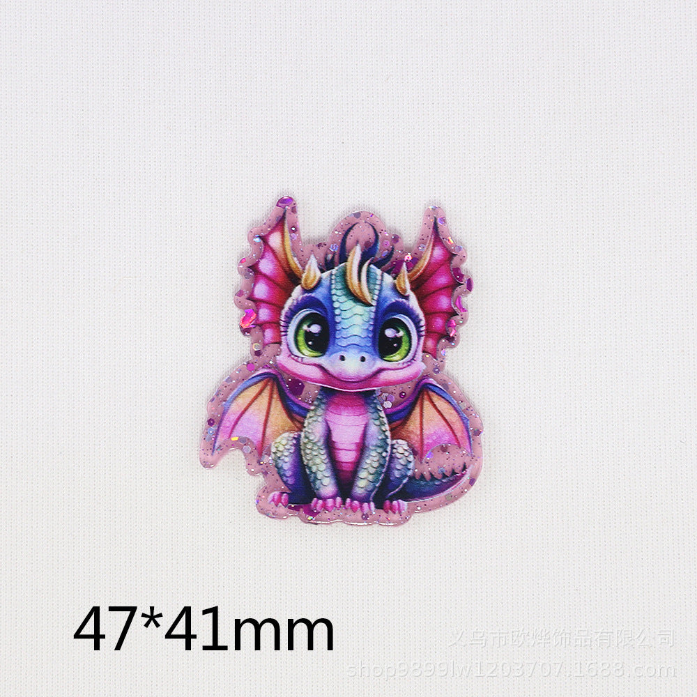 Wholesale 10PCS FlatBack Cartoon Dragon Calf Letter Ornaments Acrylic DIY Patch Accessories