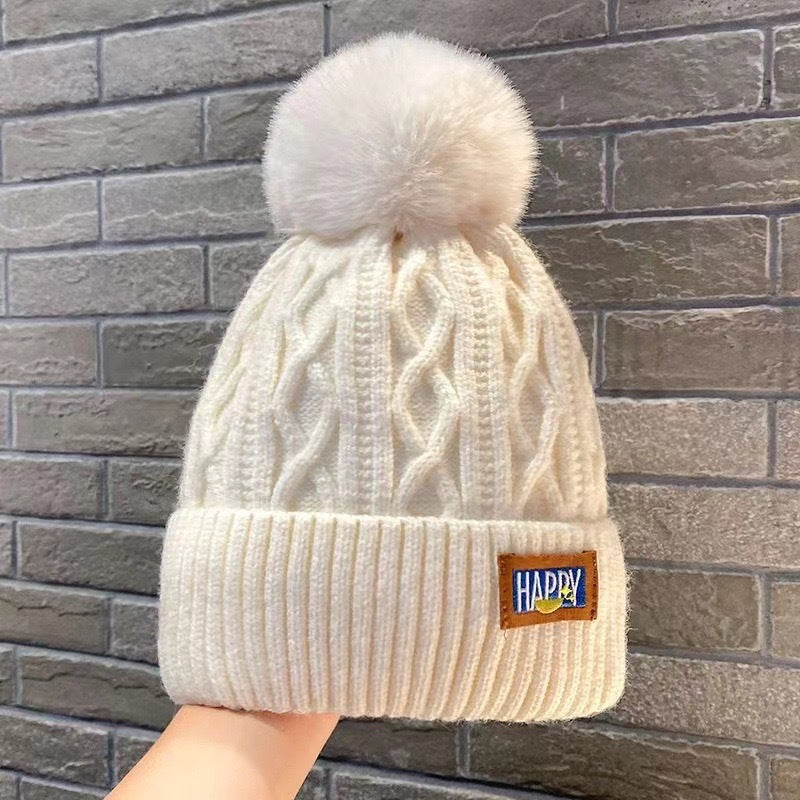 Wholesale Wool Winter Plus Velvet Thick Warm Knitted Japanese Style Large Head Circumference Anti-freeze Ear Protection Wool Ball Hat