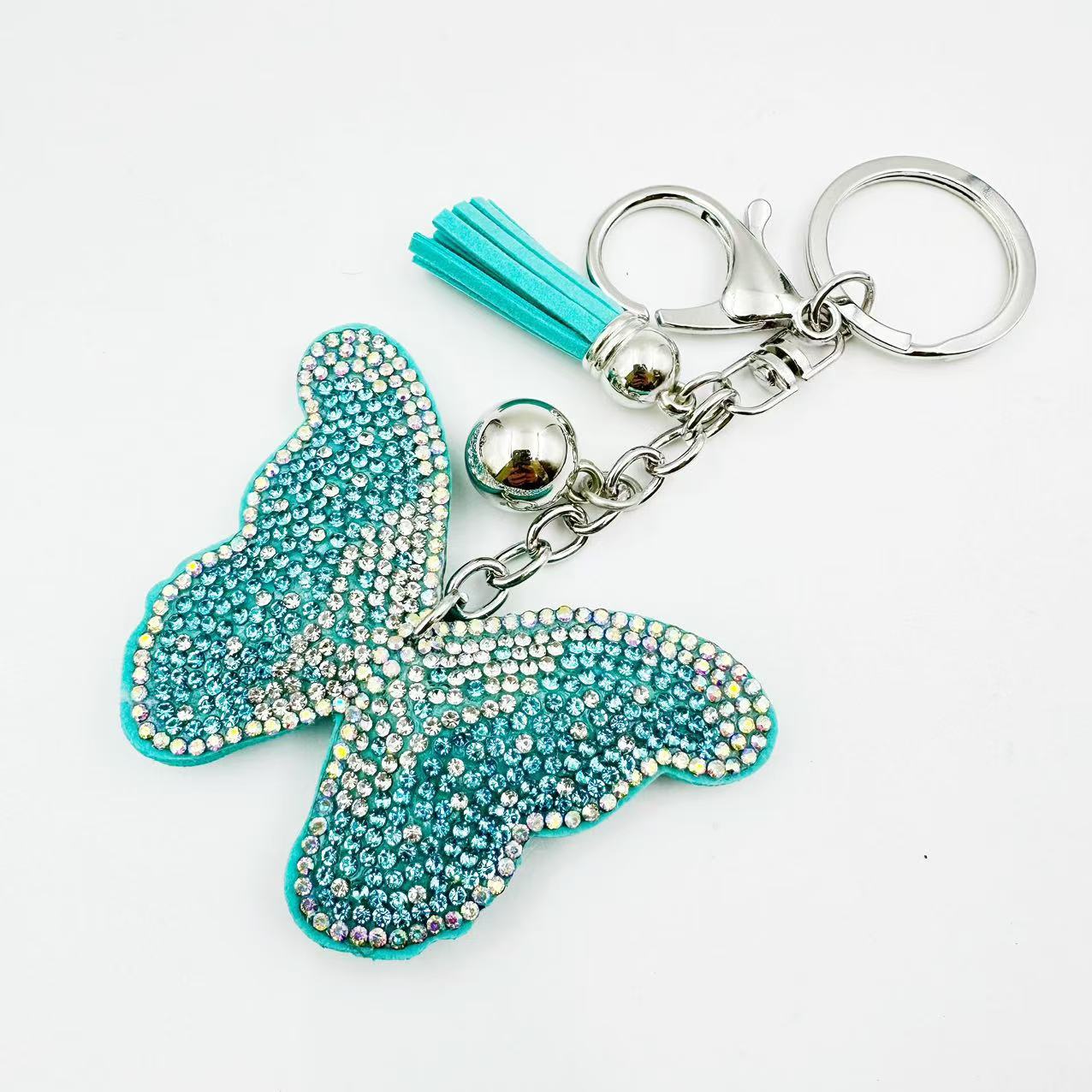 Wholesale Crystal Rhinestone Butterfly Tassel keychain