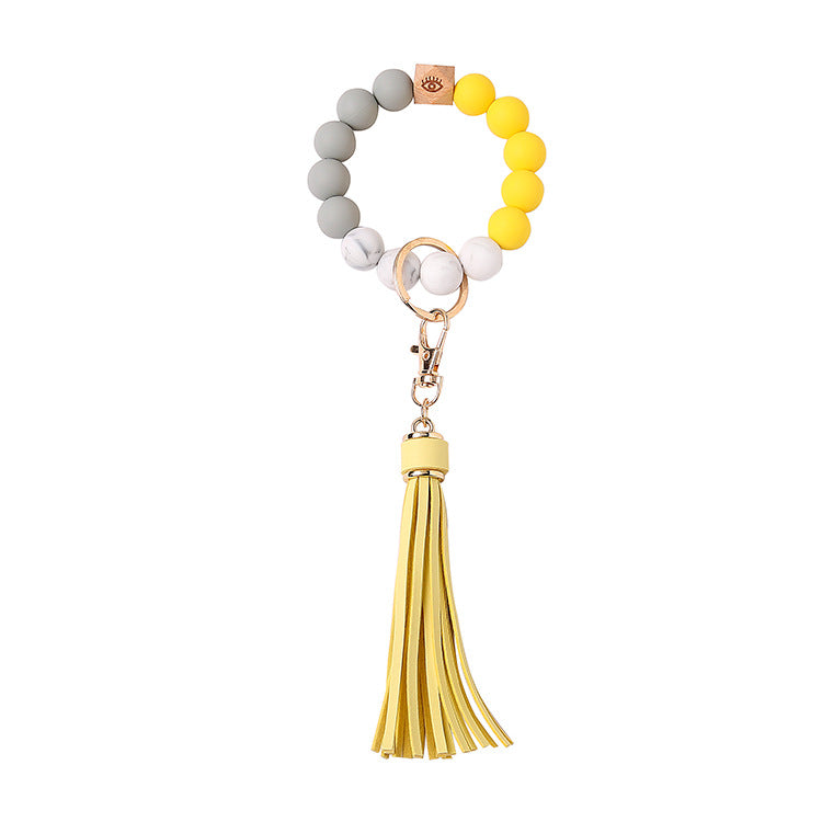 Wholesale Wooden Beads Silicone Beads Tassel Bracelet Keychain