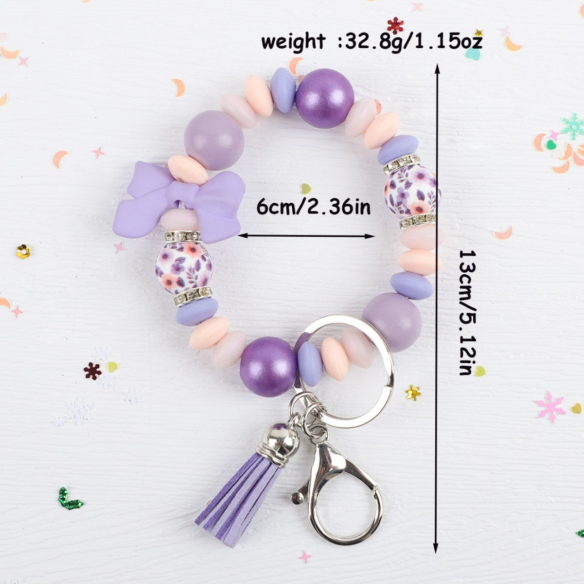 Wholesale silicone bead Wrist keychain pendant bag charm bow accessory