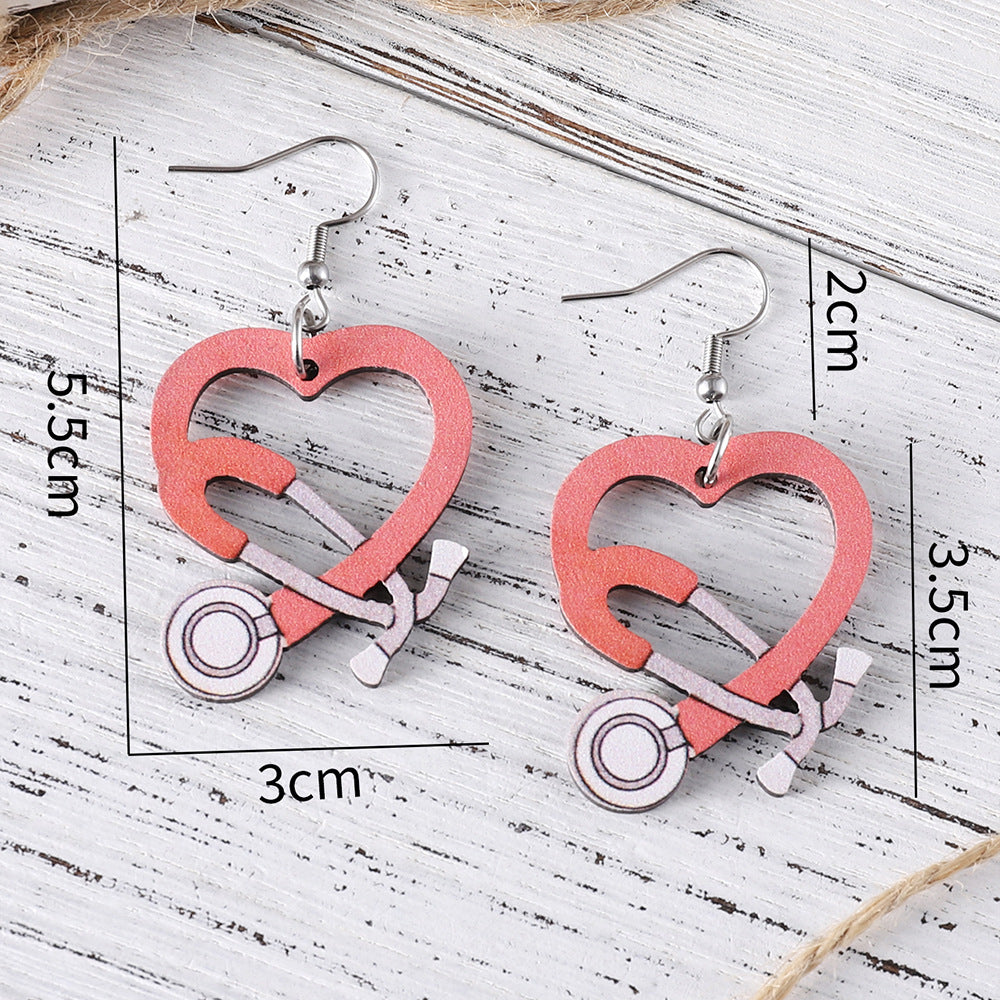 Wholesale Heart Hollow Pendant Earrings Double-Sided Jewelry