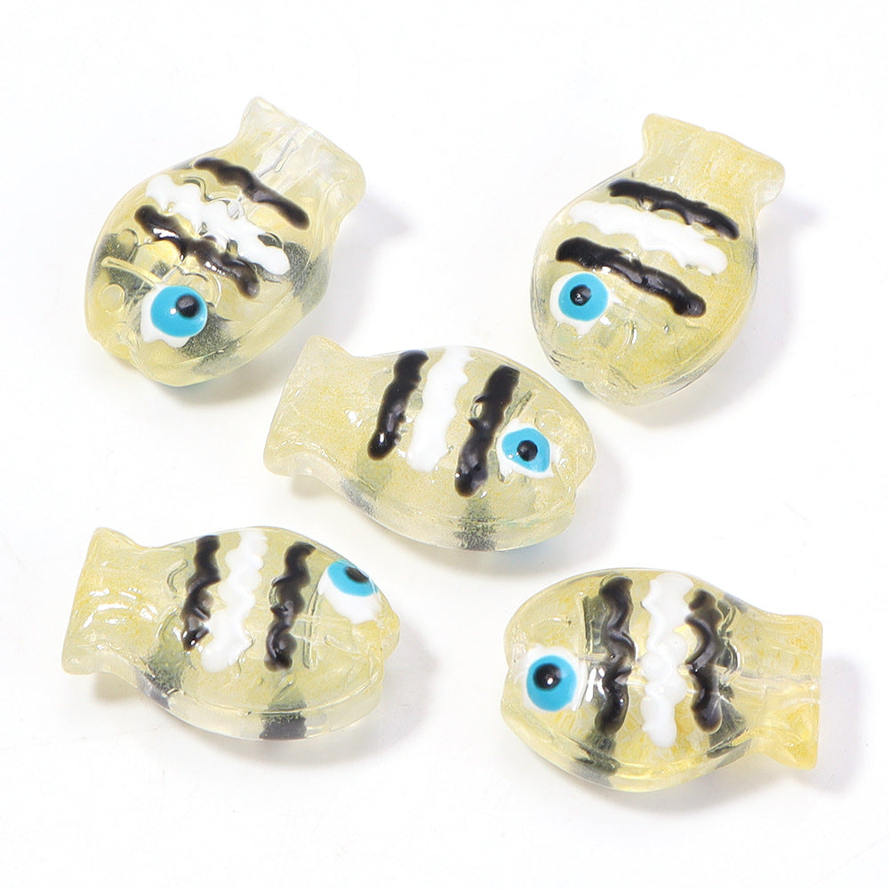 Wholesale 10pcs Ocean Cute Glass Hand-Painted Fish Beads