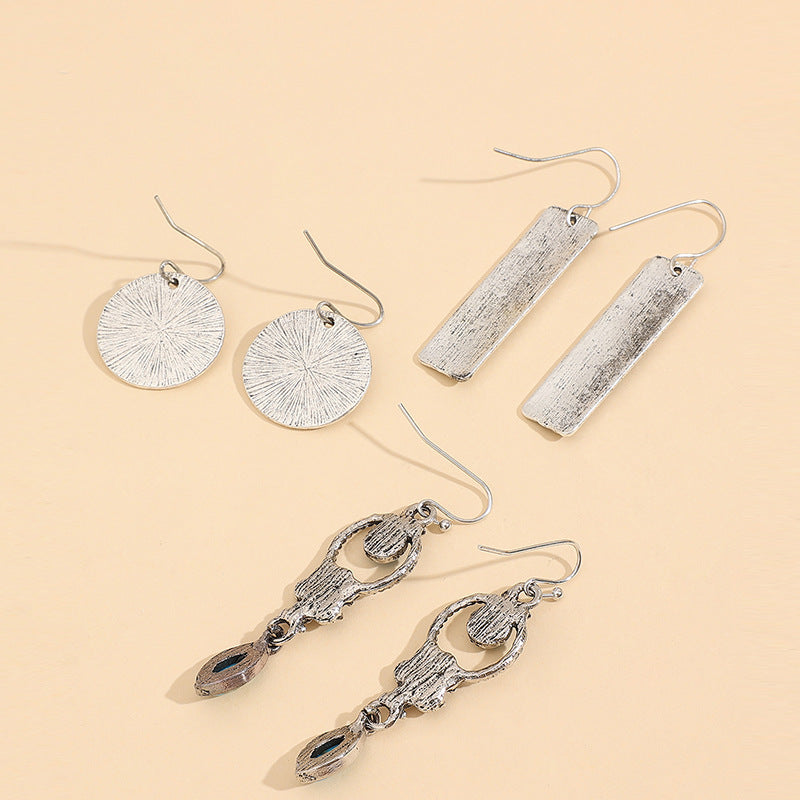 Wholesale Bohemian Vintage Carved Turquoise Earring Set