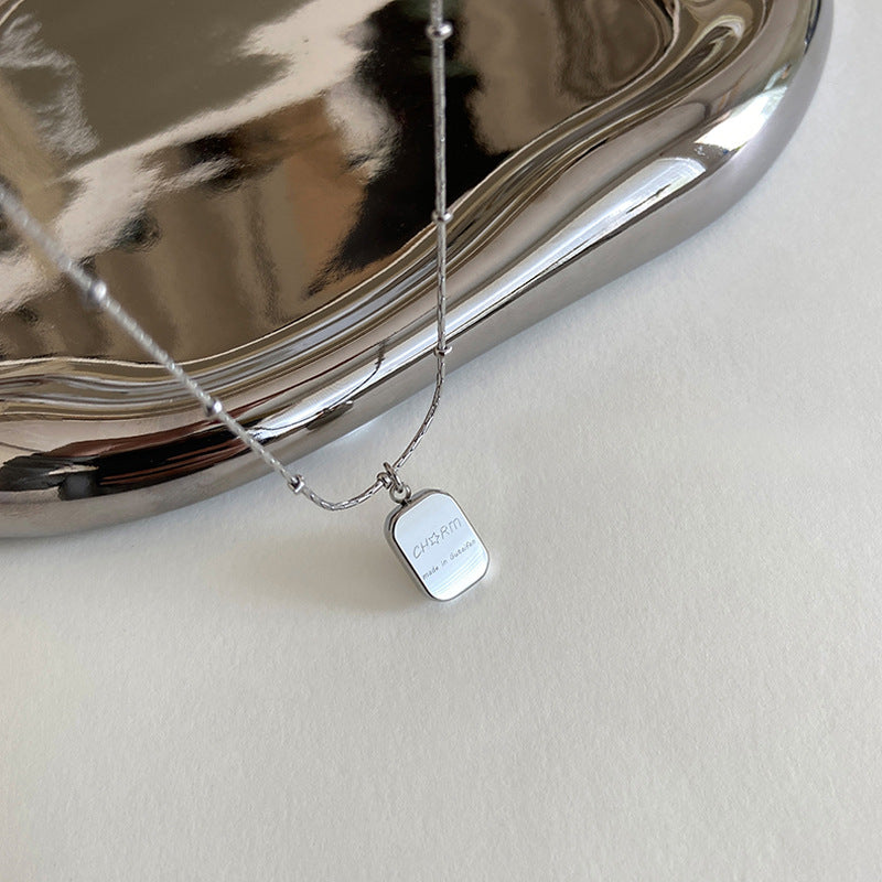 Wholesale Titanium Steel Gold Brick Letter Square Bead Necklace Clavicle Chain