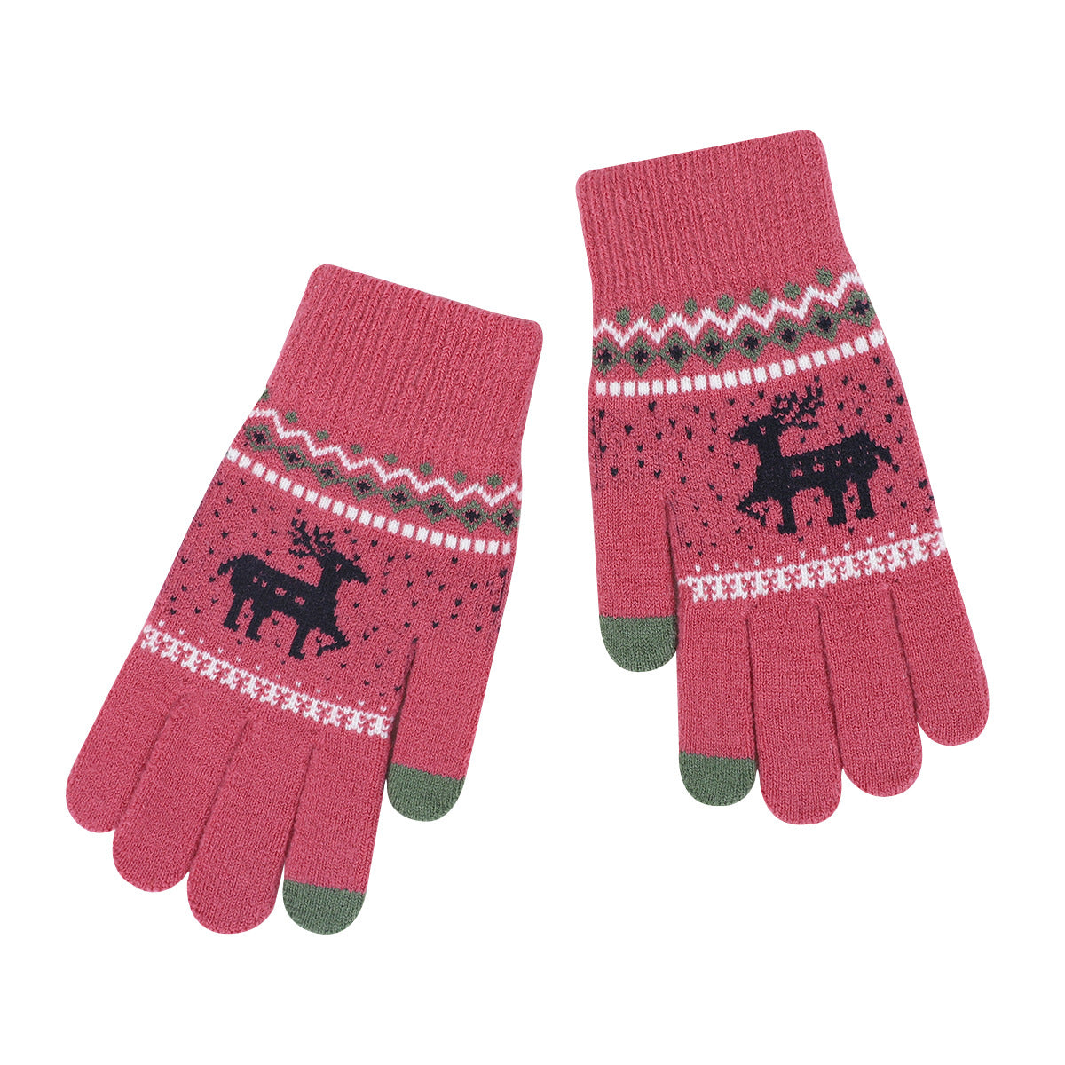 Wholesale Christmas Deer Wool Autumn and Winter Knitted Warm Touch Screen Gloves