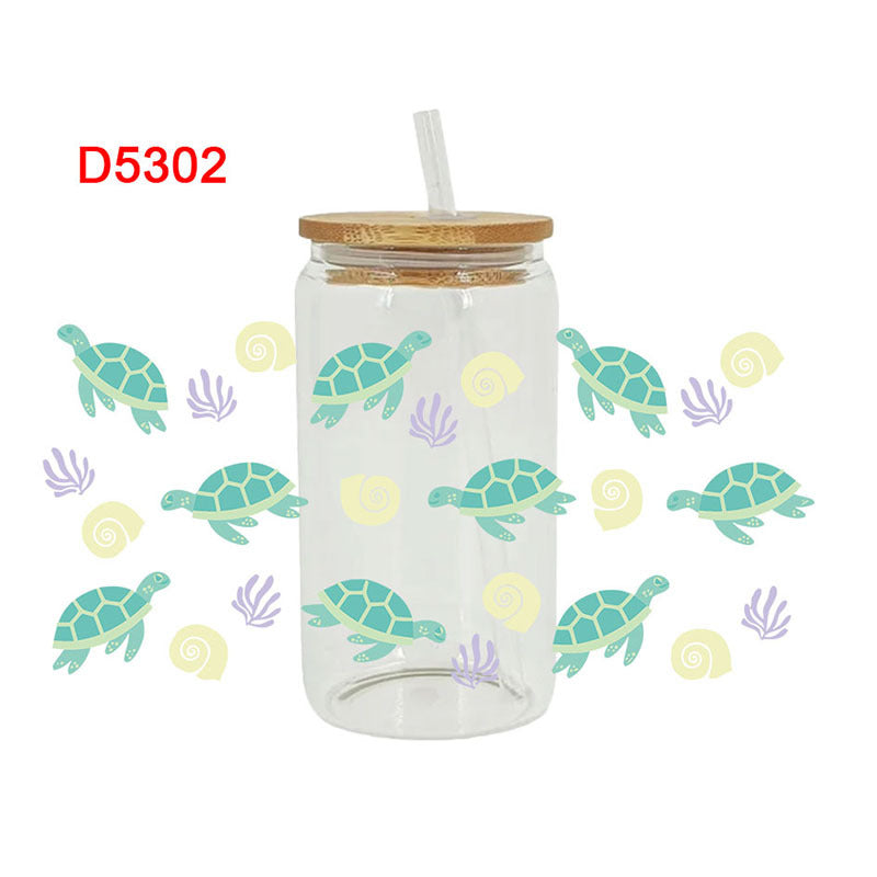 Wholesale Colorful cute marine cartoon animals 16oz Cup UV DTF Wraps