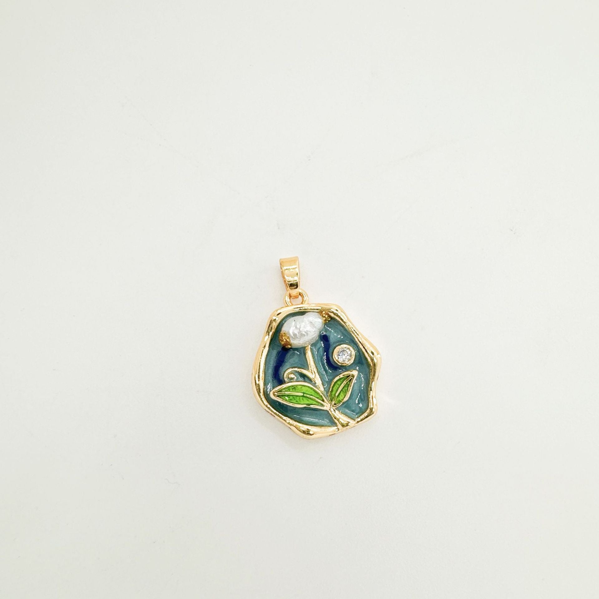 Wholesale Copper antique style enameled tulip flower pendant