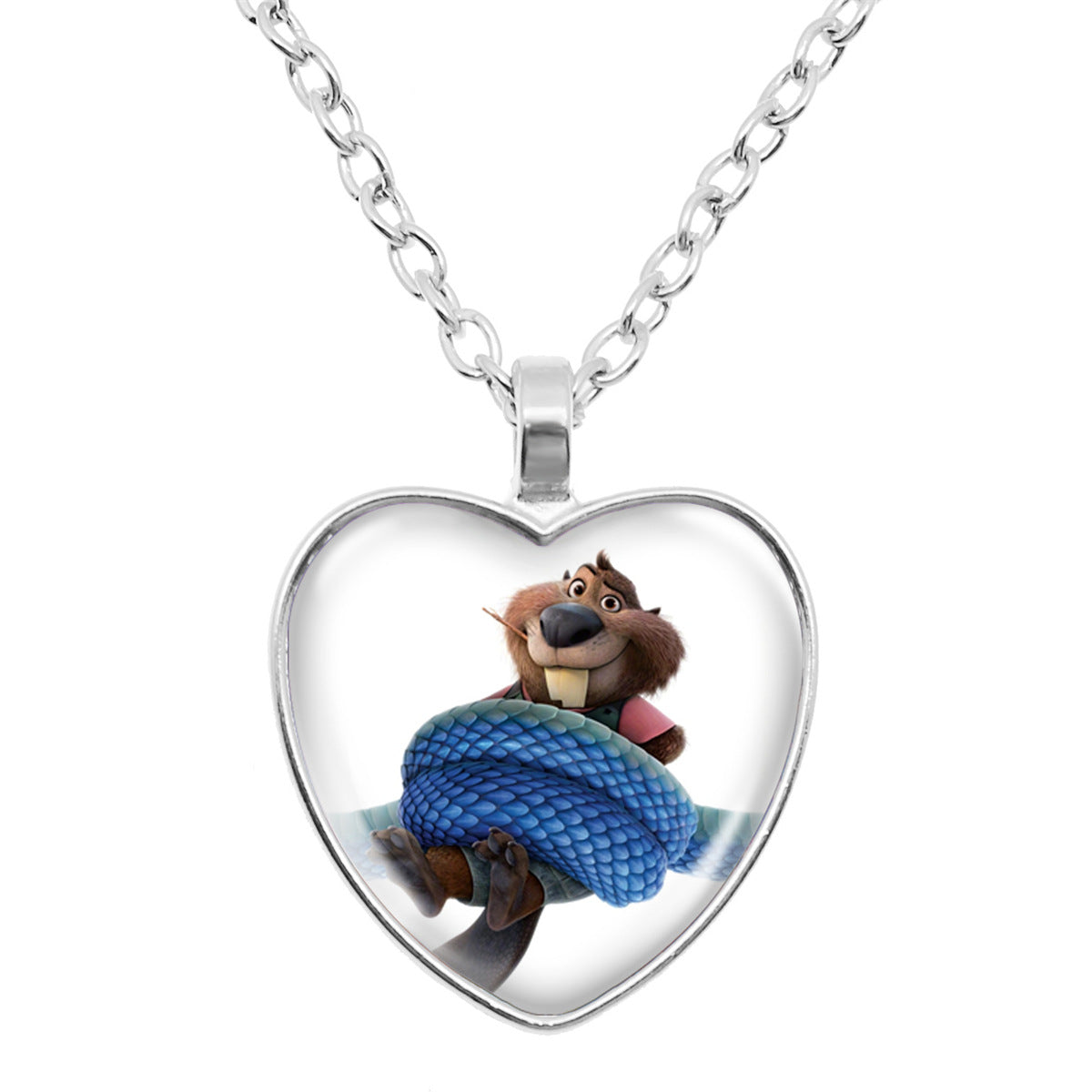 Wholesale Cartoon Fox Cute Rabbit Time Gem Heart Necklace OLY Exclusive