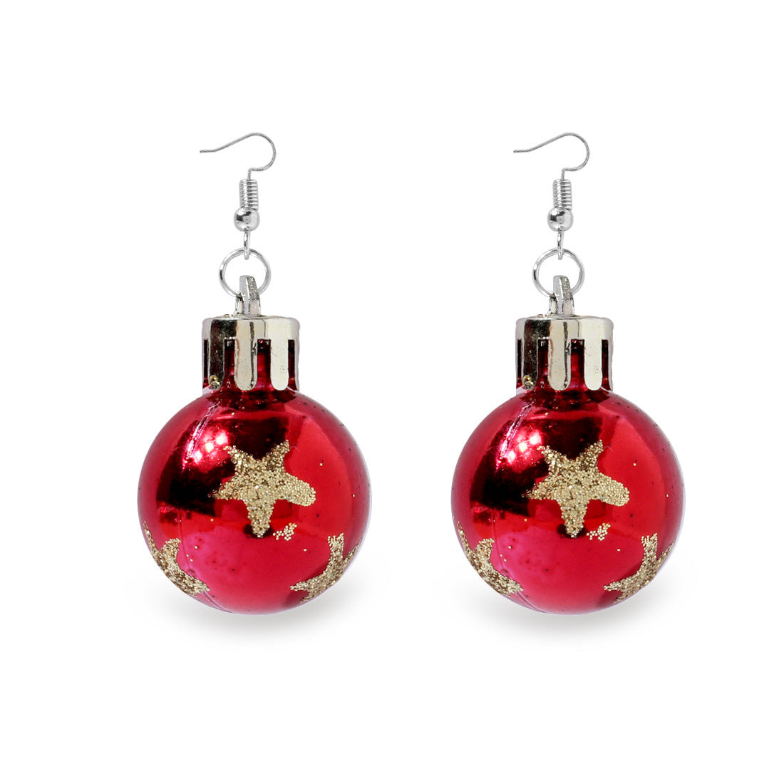 Wholesale Christmas Glitter Electroplated Ball Earrings