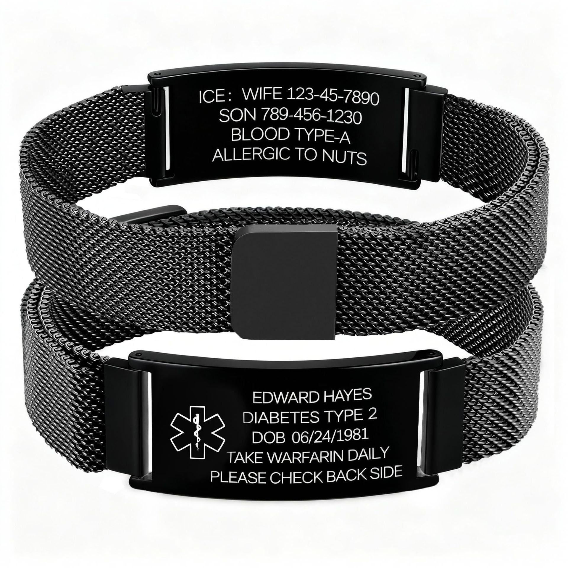 Wholesale Medical engraved gold stainless steel curved magnetic bracelet