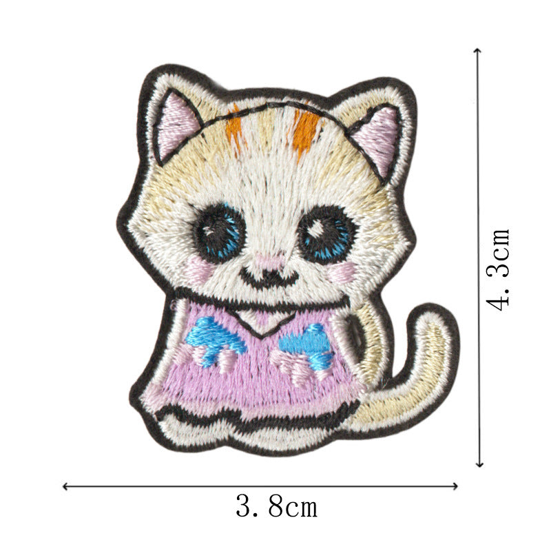 Wholesale Cartoon Kitten Embroidered Iron On Patches 9Pcs Decorative Fashion Accessory For Clothing Towel DIY Gift Boutique Resale
