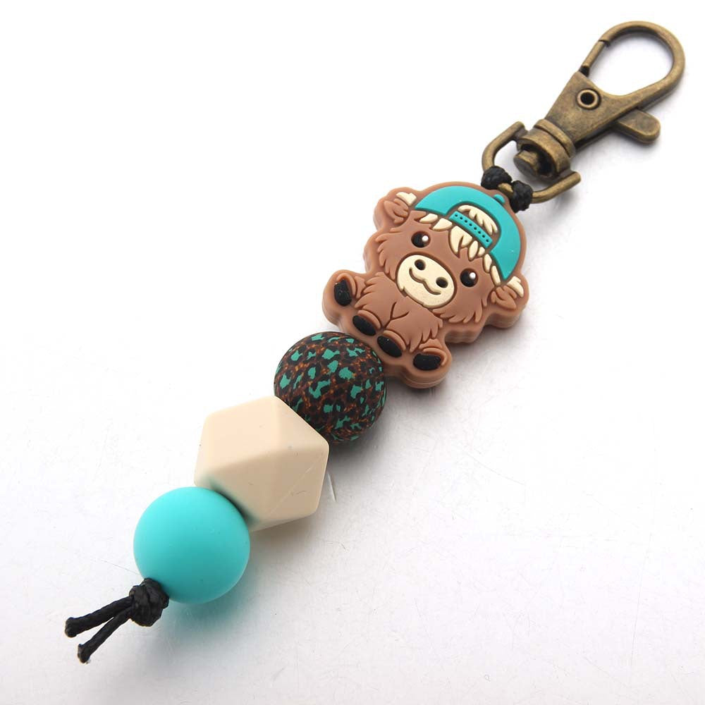 Wholesale Cartoon Yak Silicone Bead Keychain