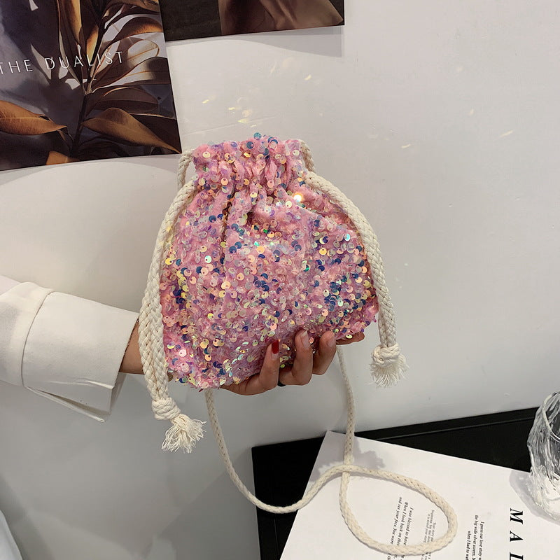 Al por mayor 2023 Summer Nuevo estilo Beam Bozo Colorido Sequinas Polyéster Messenger Bags