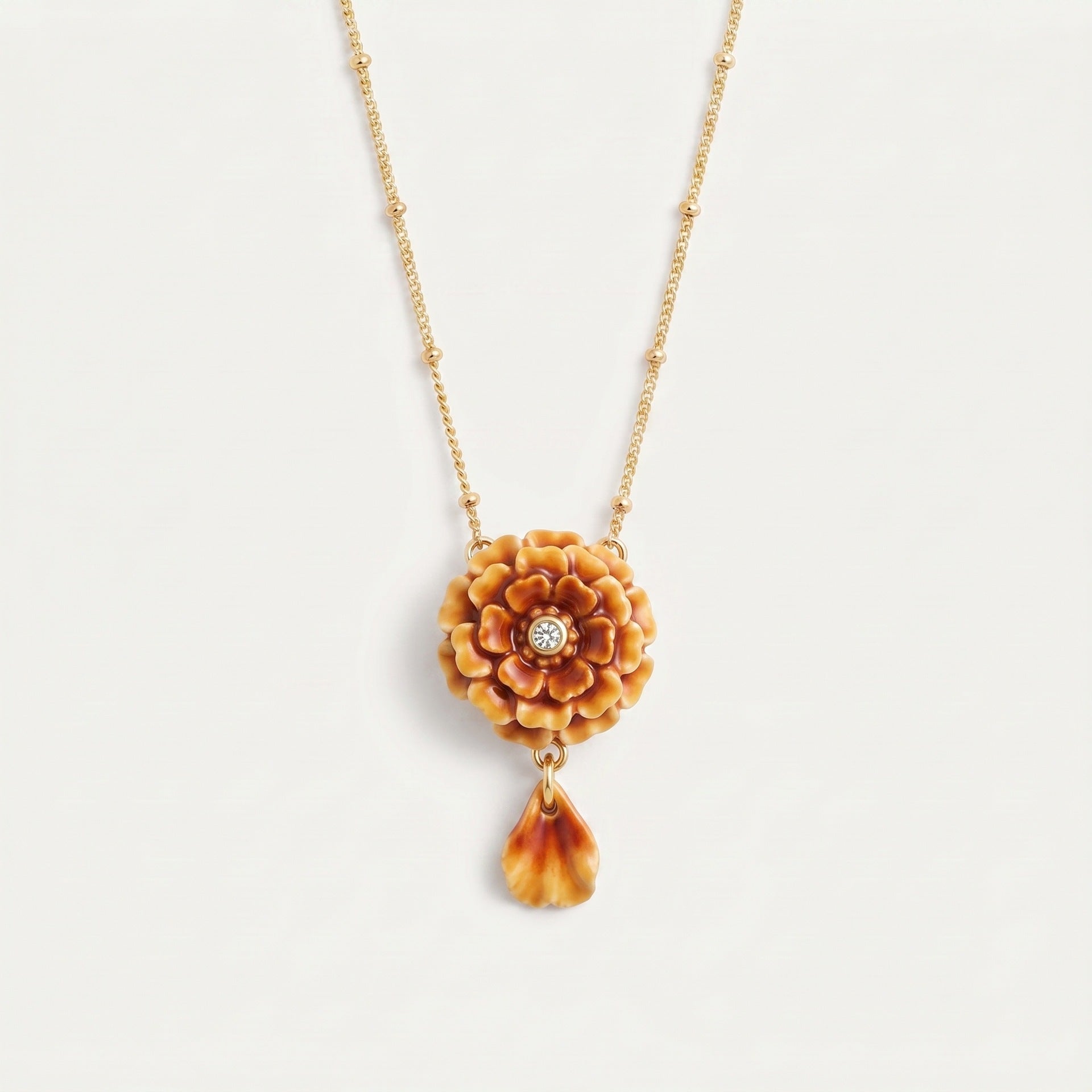 Wholesale Handmade Vintage Layered Flower Necklace With Gold Chain Pink Carnation Gradient Chic Fashion Accessory For Gift And Resale