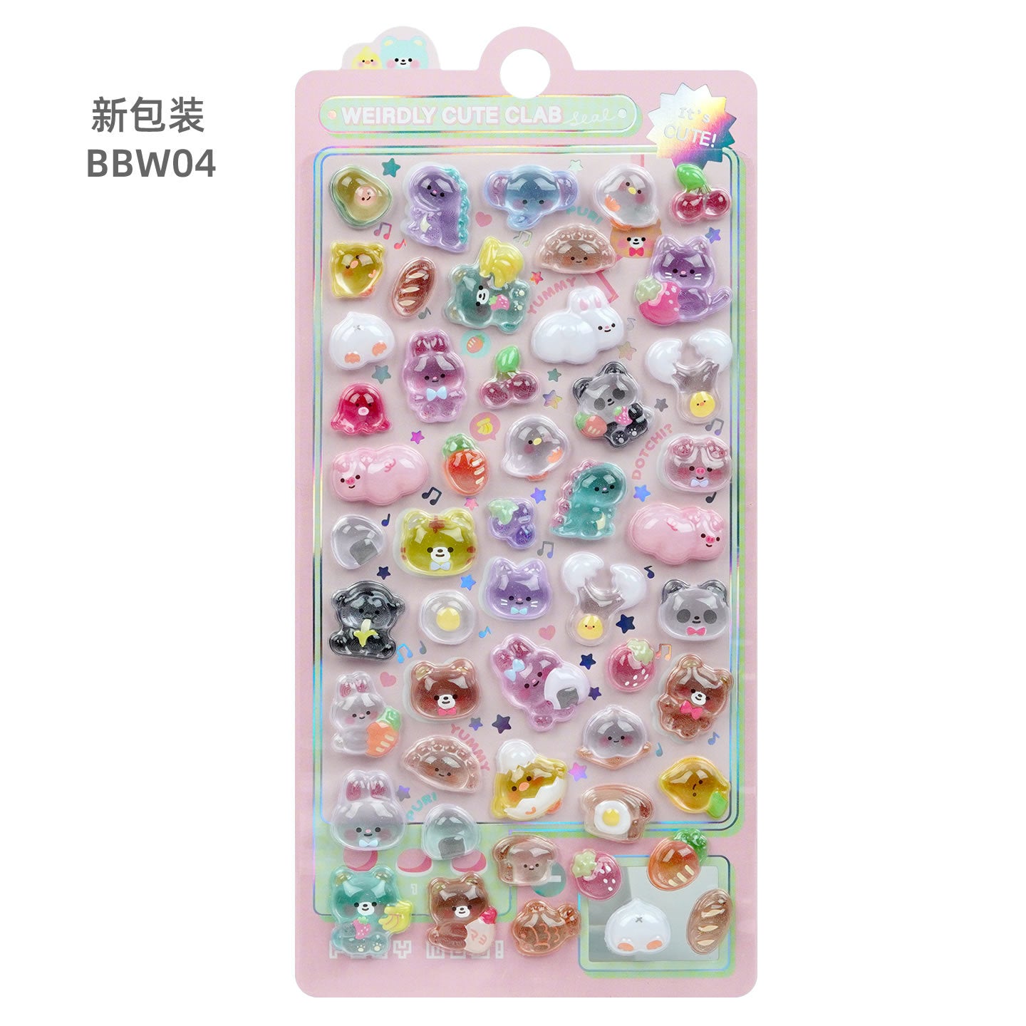 Wholesale Rainbow clouds diverse cartoon animals 3D stickers