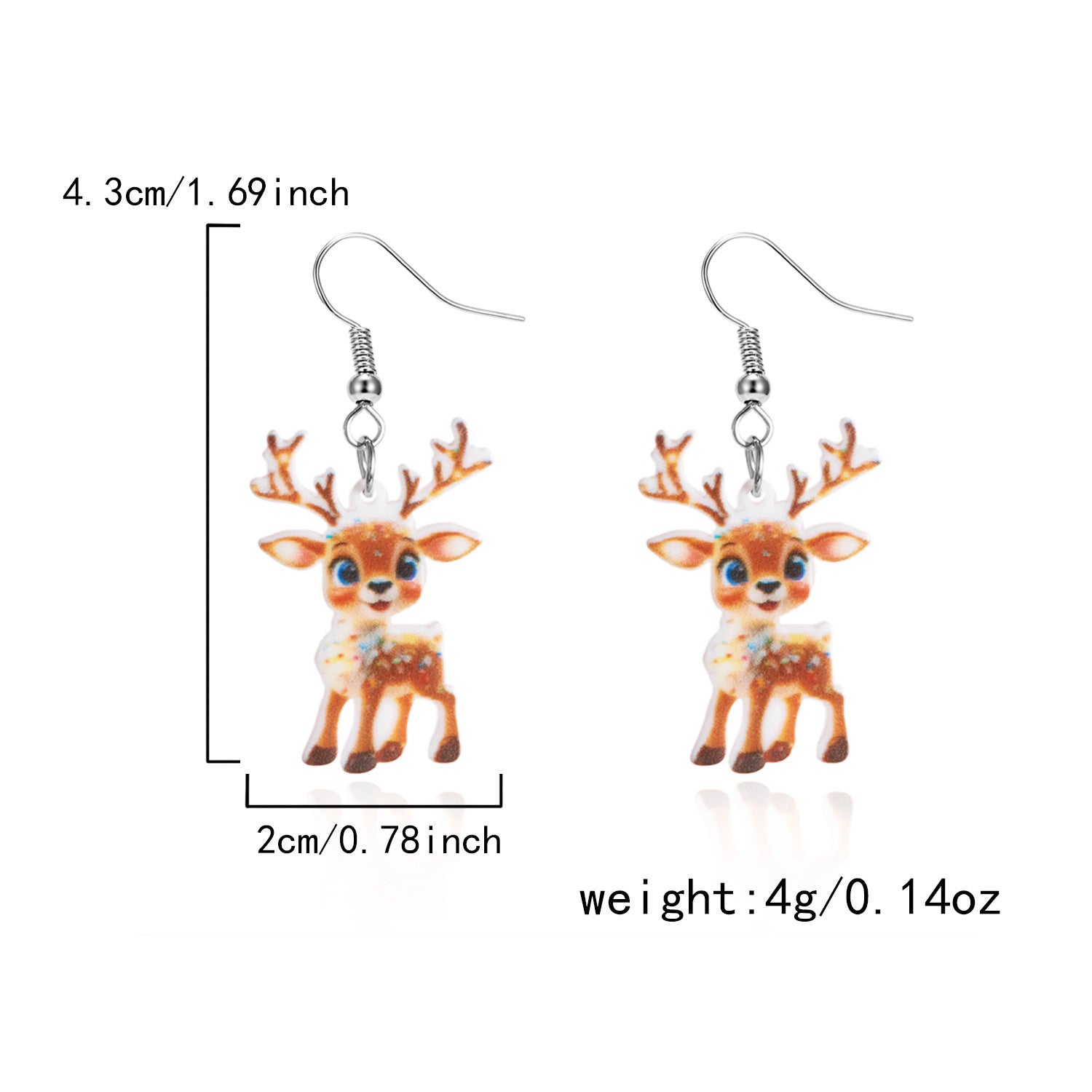 Wholesale Christmas Cartoon Reindeer Acrylic Earrings