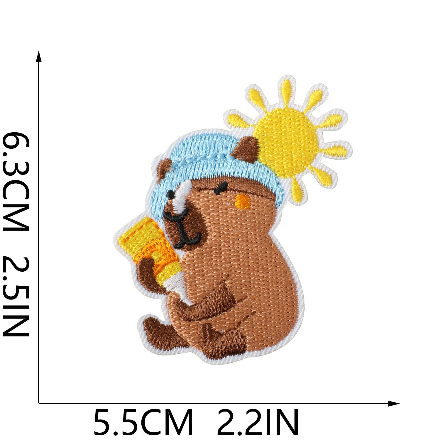 Wholesale Cute Capybara Cartoon Sun Embroidery Patch Iron On Decorative Accent For Clothing Bags DIY Gift Resale