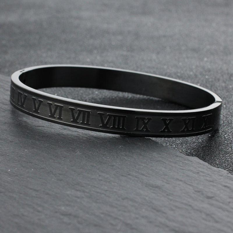 Wholesale stainless steel Roman numeral letter bracelet punk trend titanium steel couple matching bracelet