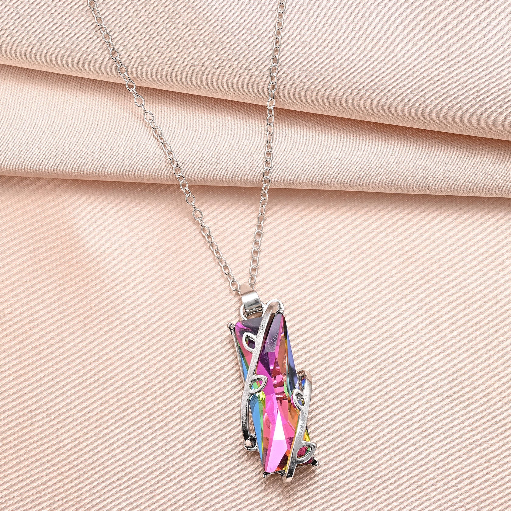 Wholesale Colorful Stone Square Alloy Necklaces