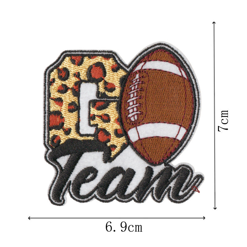 Wholesale Leopard Print Cartoon Football Embroidered Patches 9 Pcs Decorative Towel Sewing Accessory