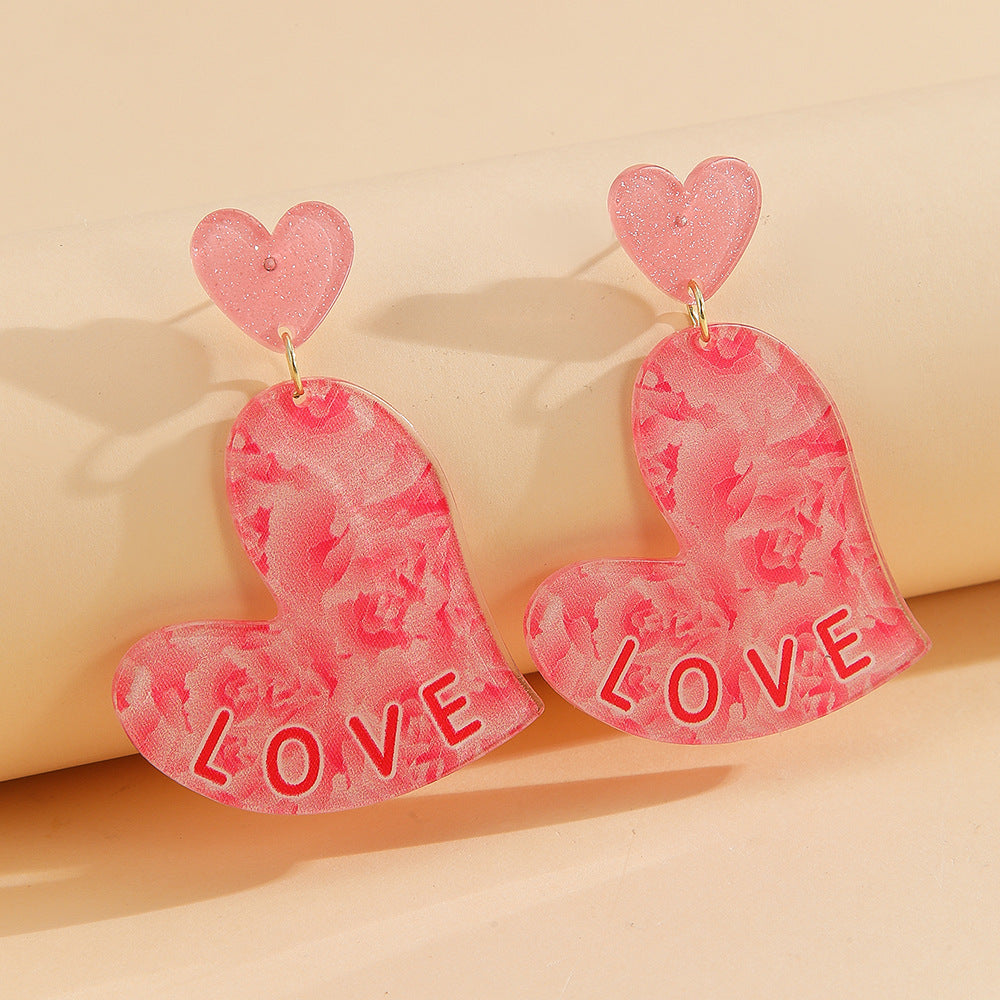 Wholesale Valentine's Day LOVE Irregular Love Acrylic Earrings
