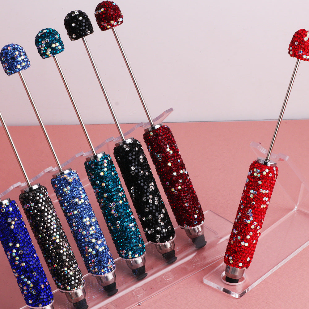 Wholesale  Live Hot Selling Color Touch Screen Pen Drill Pen Ceramic Mud Full Diamond Beaded Pen DIY Beaded Ballpoint Pen Heavy Industry Pen