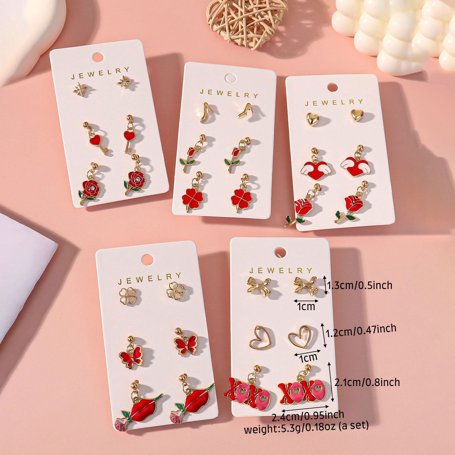Wholesale Valentine' s Day Rose Red Lips Earring Set