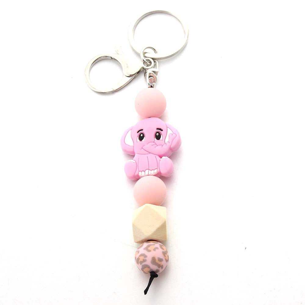 Wholesale Silicone Bead Charm Elephant Keychain
