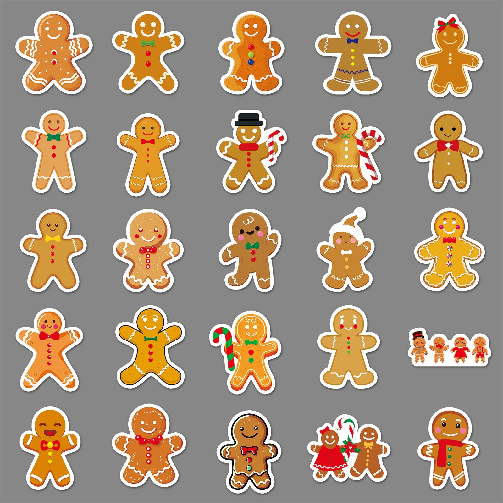 Wholesale 50pcs/ pack Gingerbread Man Personality Cartoon Holiday  Sticker