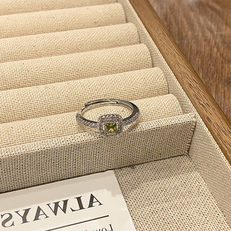 Wholesale Vintage Olive Green Zircon Personalized Open End Ring