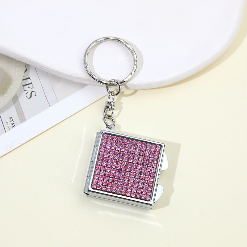 Wholesale Rhinestone Mini Makeup Mirror Keychain