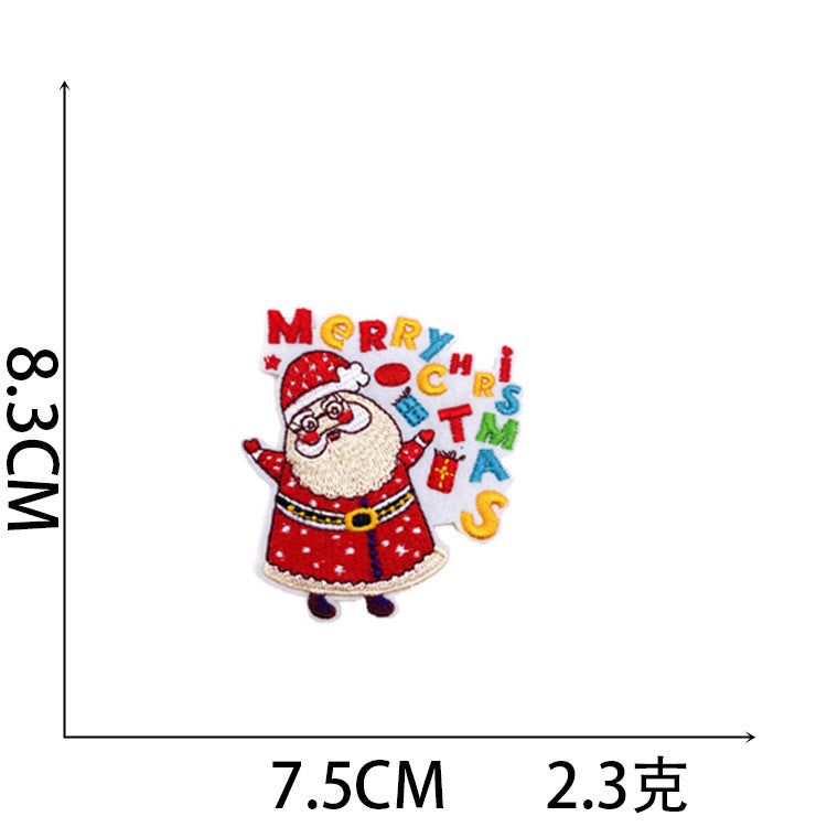 Wholesale Stylish Christmas Embroidered Patch Set Santa Snow Globe Polyester Iron On Appliques For Casual Clothing Boutique