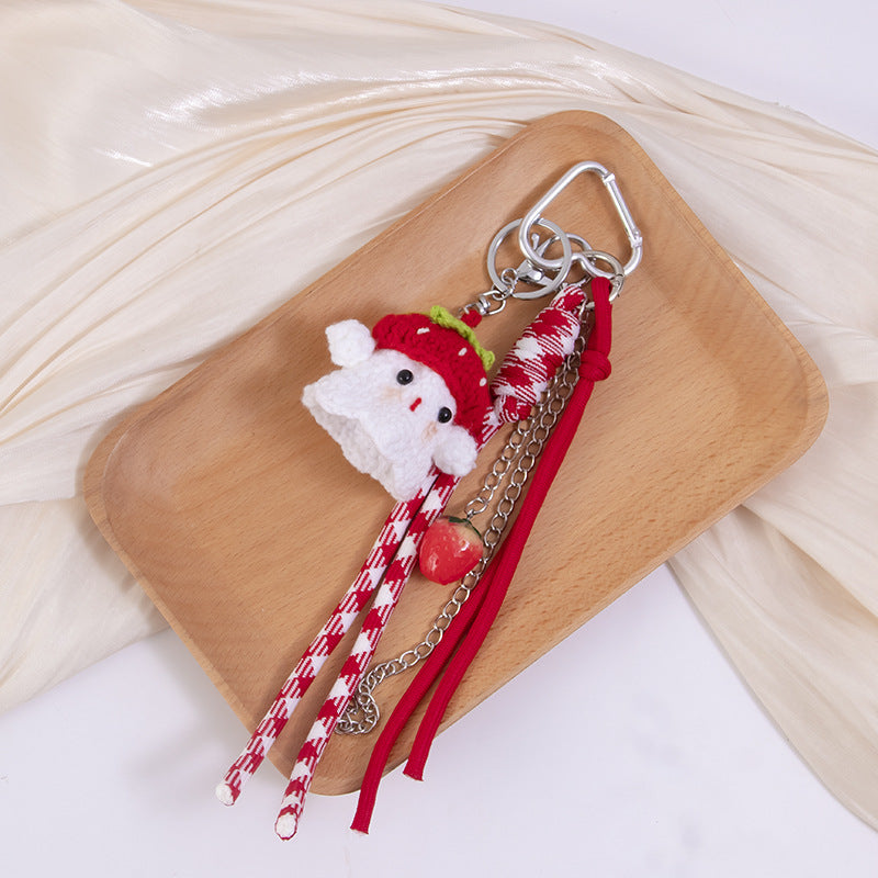 Wholesale  pumpkin bag hanging DIY wool braided rope keychain