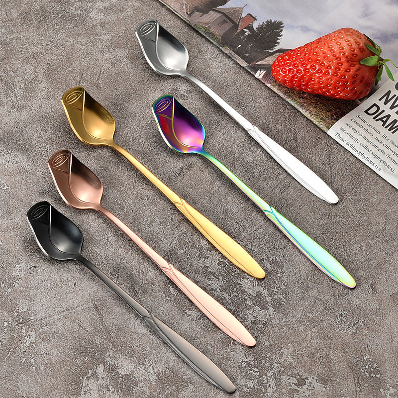 Wholesale Stainless Steel Cherry Blossom Rose Heart Plum Blossom Honey Spoon
