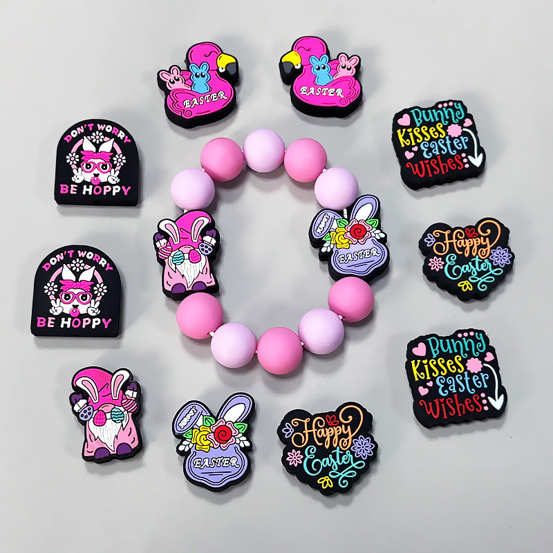 Wholesale 10pcs New Drop Glue Silicone Easter DIY Bead Accessories Cartoon Rabbit Bead pen