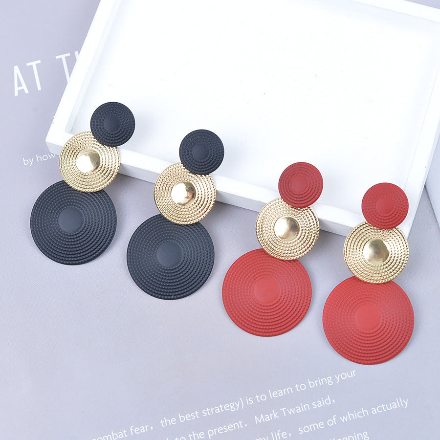 Wholesale  Pure Color Three-Layer Mosquito Coil Metal Earrings