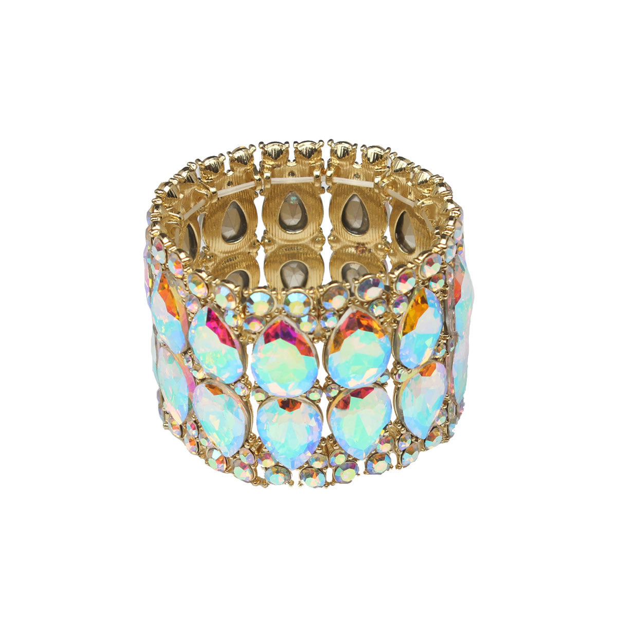 Wholesale Fashion Rhinestone Elastic Bracelet Alloy Gold AB Women S Party Jewelry Accessory