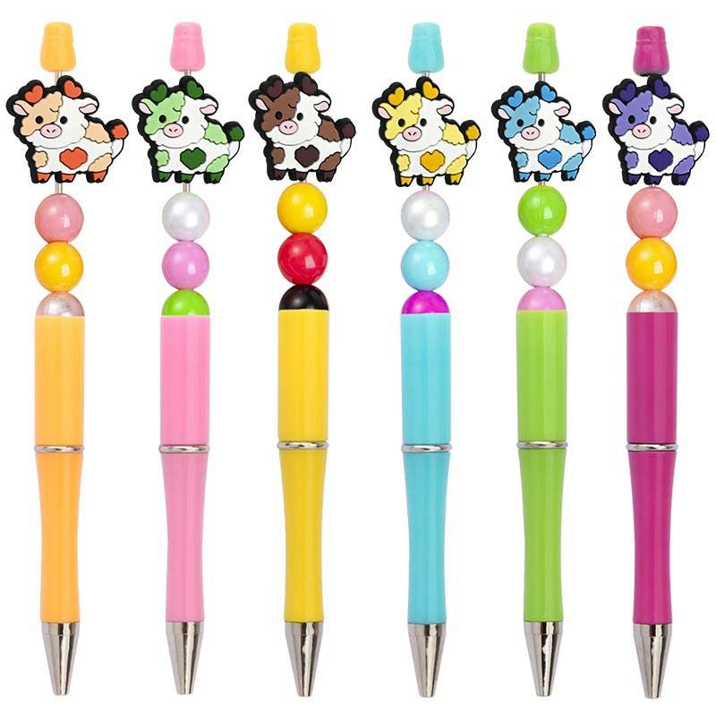 Wholesale Random100pcs Cartoon Calf Beads Pvc Soft Glue Patch Rice DIY Focal Beads