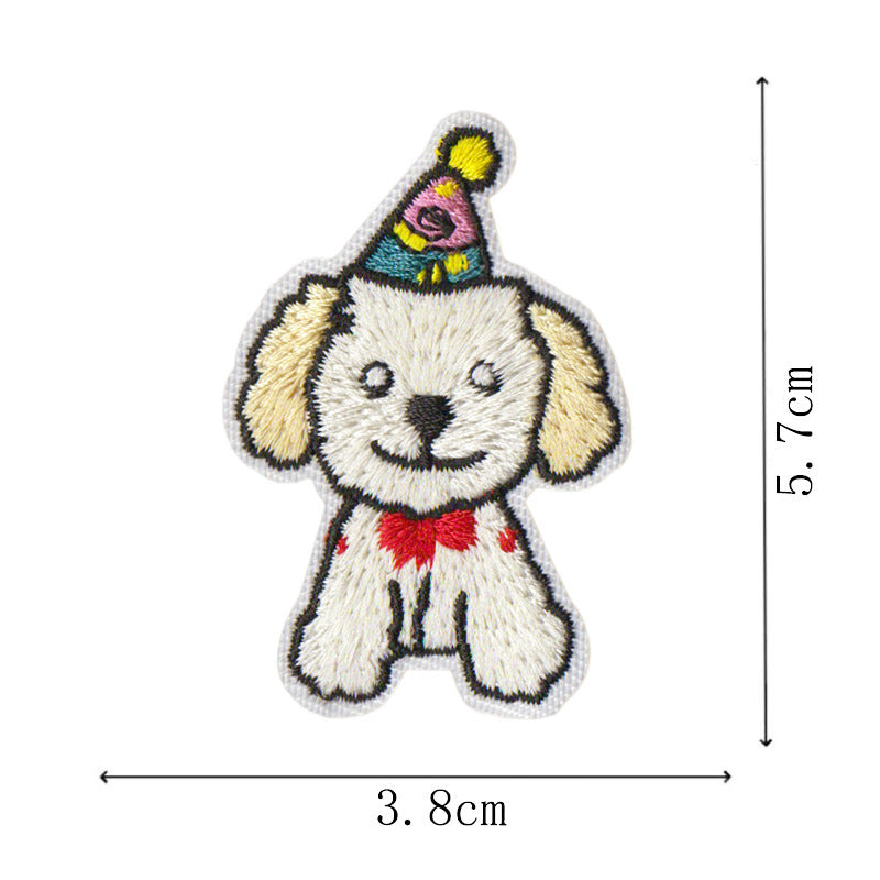 Wholesale Cartoon Puppy Embroidered Fabric Patch Cute Pet Animal Embroidery Patch