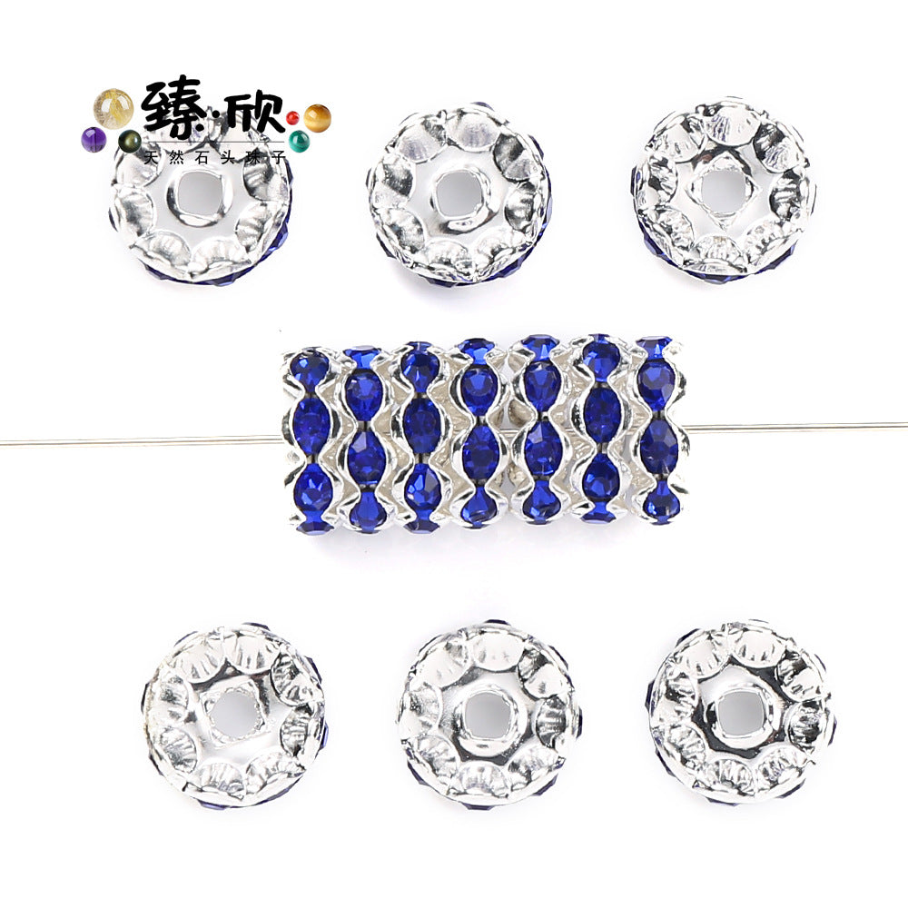 Wholesale 60pcs 12MM Color Wave Rhinestone Diamond Ring Spacer Beads