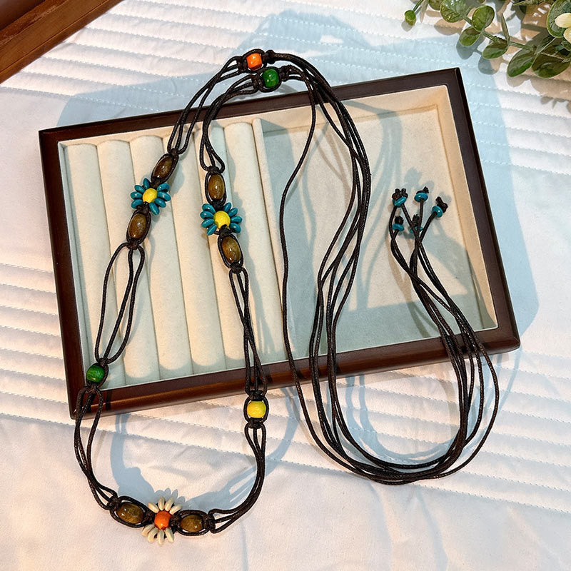 Wholesale Women's Versatile Dress Accessories Waist Rope Bohemian Braided Hemp Rope Waist Chain Thin Belt